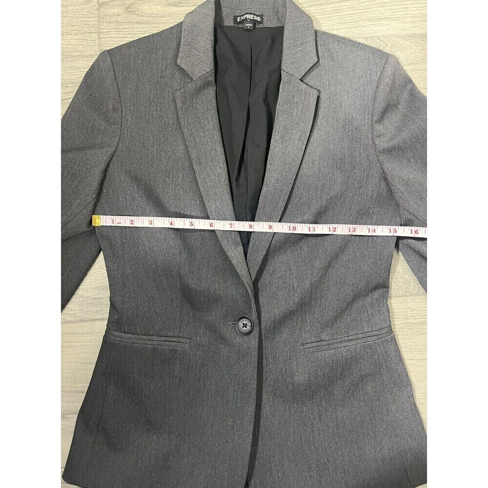 Express Size 2 Blazer One Button Charcoal Gray Sp… - image 5